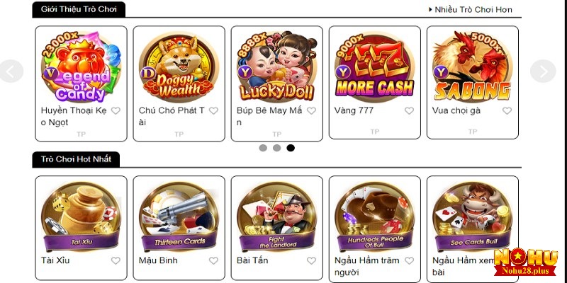 Nohu28 cung cấp nhiều tựa game bài nổi bật và được đầu tư hình ảnh